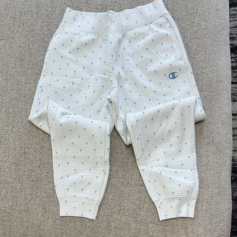 Champion White Joggers with Blue Dots